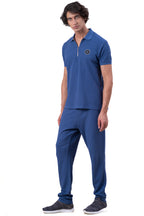 Mens Co-Ords Set with  Badge & Zipper Stone Blue