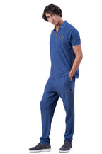 Mens Co-Ords Set with  Badge & Zipper Stone Blue