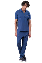 Mens Co-Ords Set with  Badge & Zipper Stone Blue