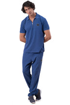 Mens Co-Ords Set with  Badge & Zipper Stone Blue