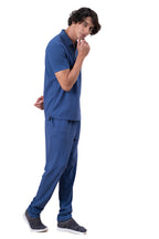 Mens Co-Ords Set with  Badge & Zipper Stone Blue