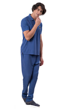 Mens Co-Ords Set with  Badge & Zipper Stone Blue