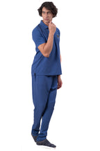 Mens Co-Ords Set with  Badge & Zipper Stone Blue