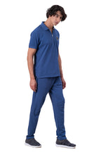 Mens Co-Ords Set with  Badge & Zipper Stone Blue