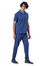 Mens Co-Ords Set with  Badge & Zipper Stone Blue