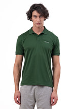 Mens Polo Neck Half Sleeve T-Shirt with Chest PrintGreen