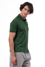 Mens Polo Neck Half Sleeve T-Shirt with Chest PrintGreen