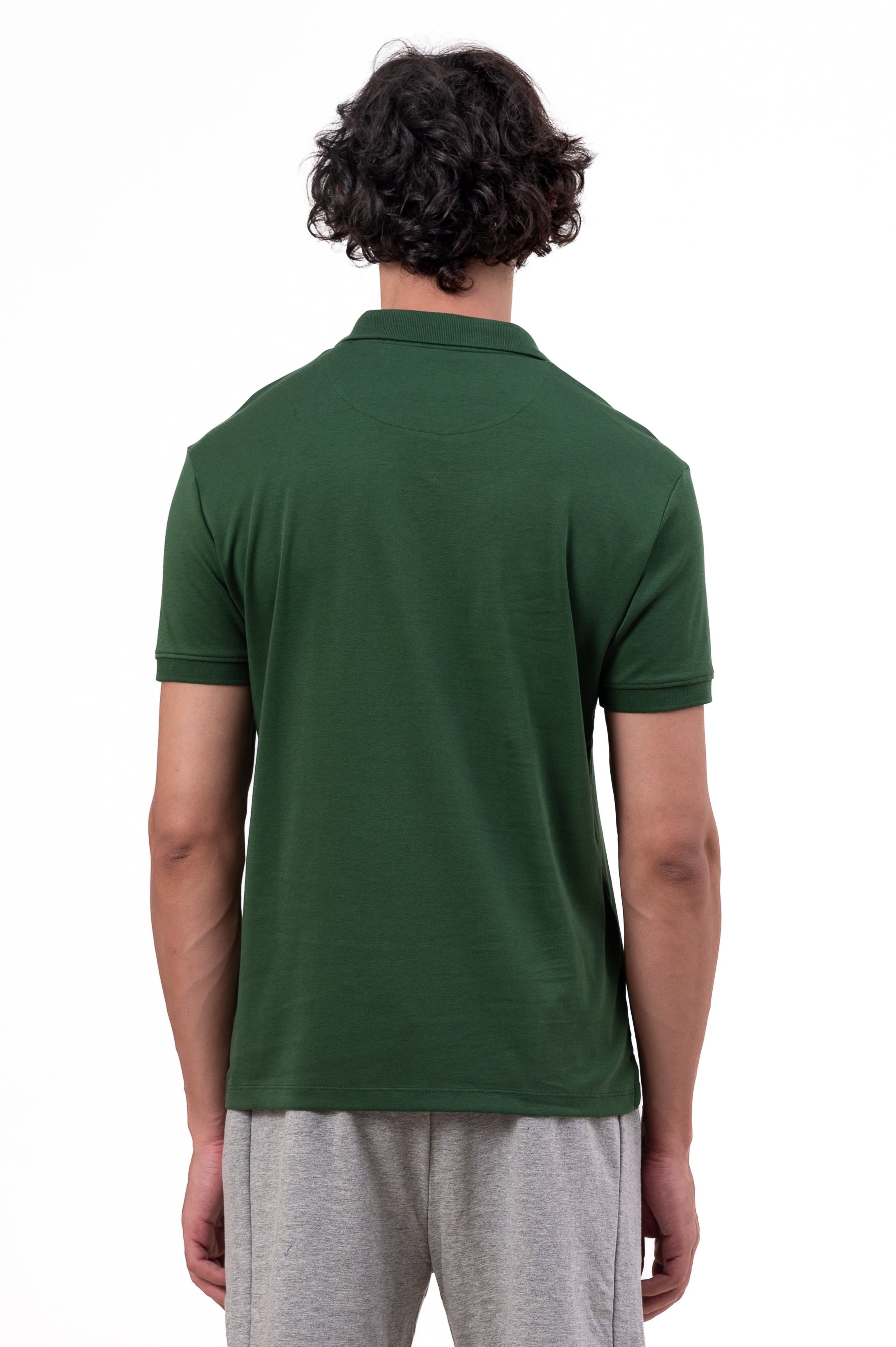 Mens Polo Neck Half Sleeve T-Shirt with Chest PrintGreen