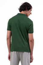 Mens Polo Neck Half Sleeve T-Shirt with Chest PrintGreen
