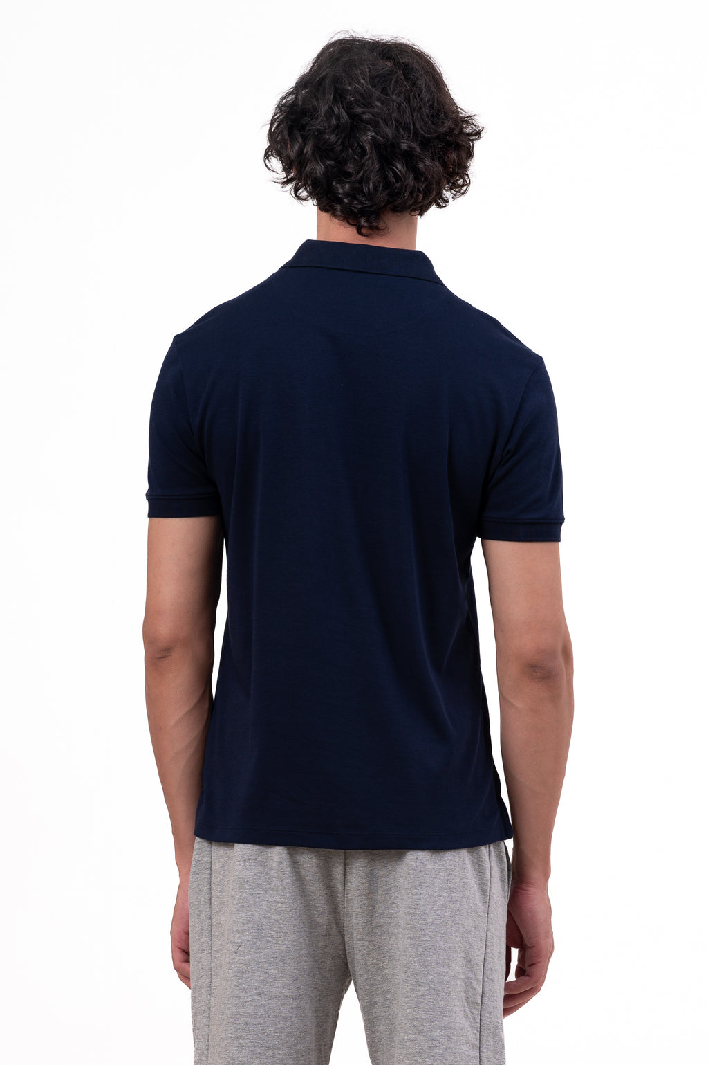 Mens Polo Neck Half Sleeve T-Shirt with Print Navy Blue