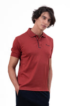 Mens Polo Neck Half Sleeve T-Shirt with Collar & Placket Fusing Maroon