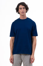 Mens Co-Ords Set with  Chest Print & Contrast Sleeve Navy