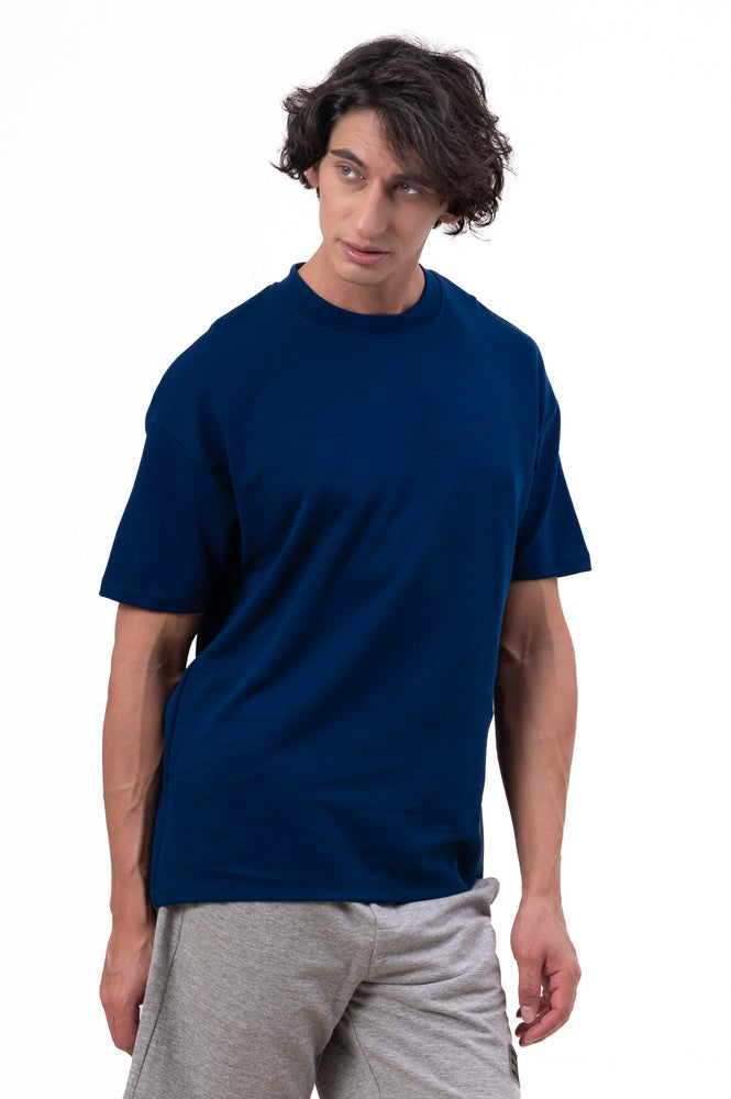 Mens Co-Ords Set with  Chest Print & Contrast Sleeve Navy