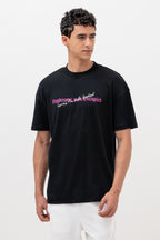 Mens Crew Neck Half Sleeve T-Shirt with Puff Print Black