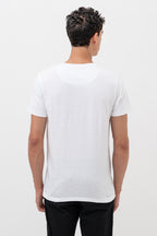 Mens Crew Neck Half Sleeve T-Shirt with Chest Print & Puff Effect White