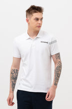 Mens Polo Neck Half Sleeve T-Shirt with Open Placket & HD Badge White