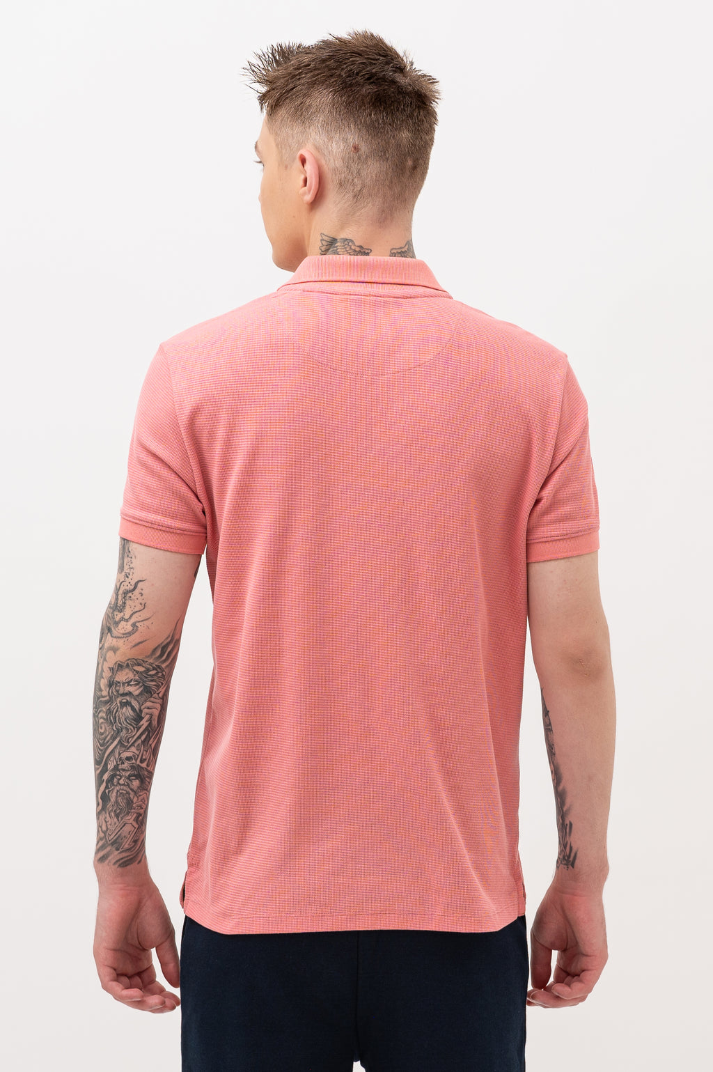 Mens Polo Neck Half Sleeve T-Shirt with Open Placket & HD Badge Pink