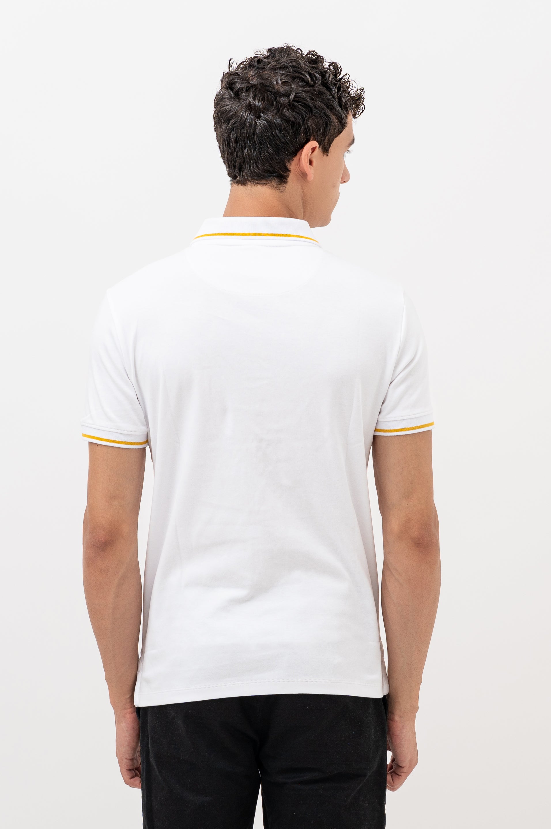 Mens Polo Neck Half Sleeve T-Shirt with Collar Tipping & Chest Embroidery White