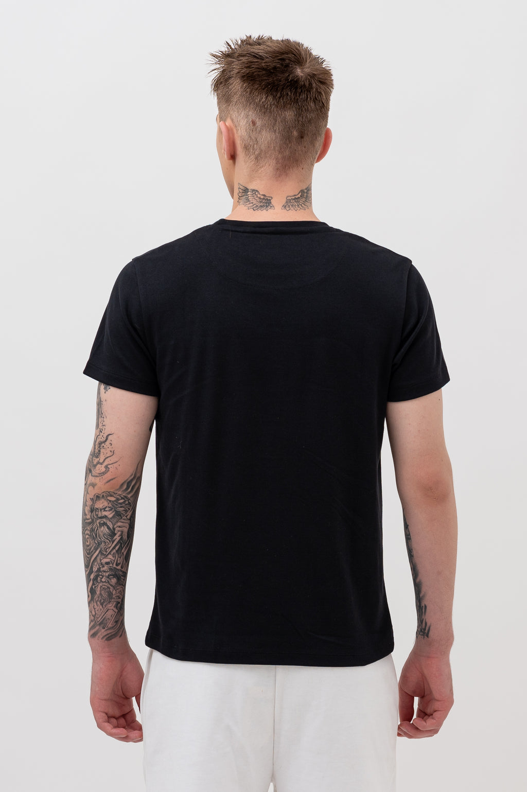 Mens Crew Neck Half Sleeve T-Shirt with Chest Print Black