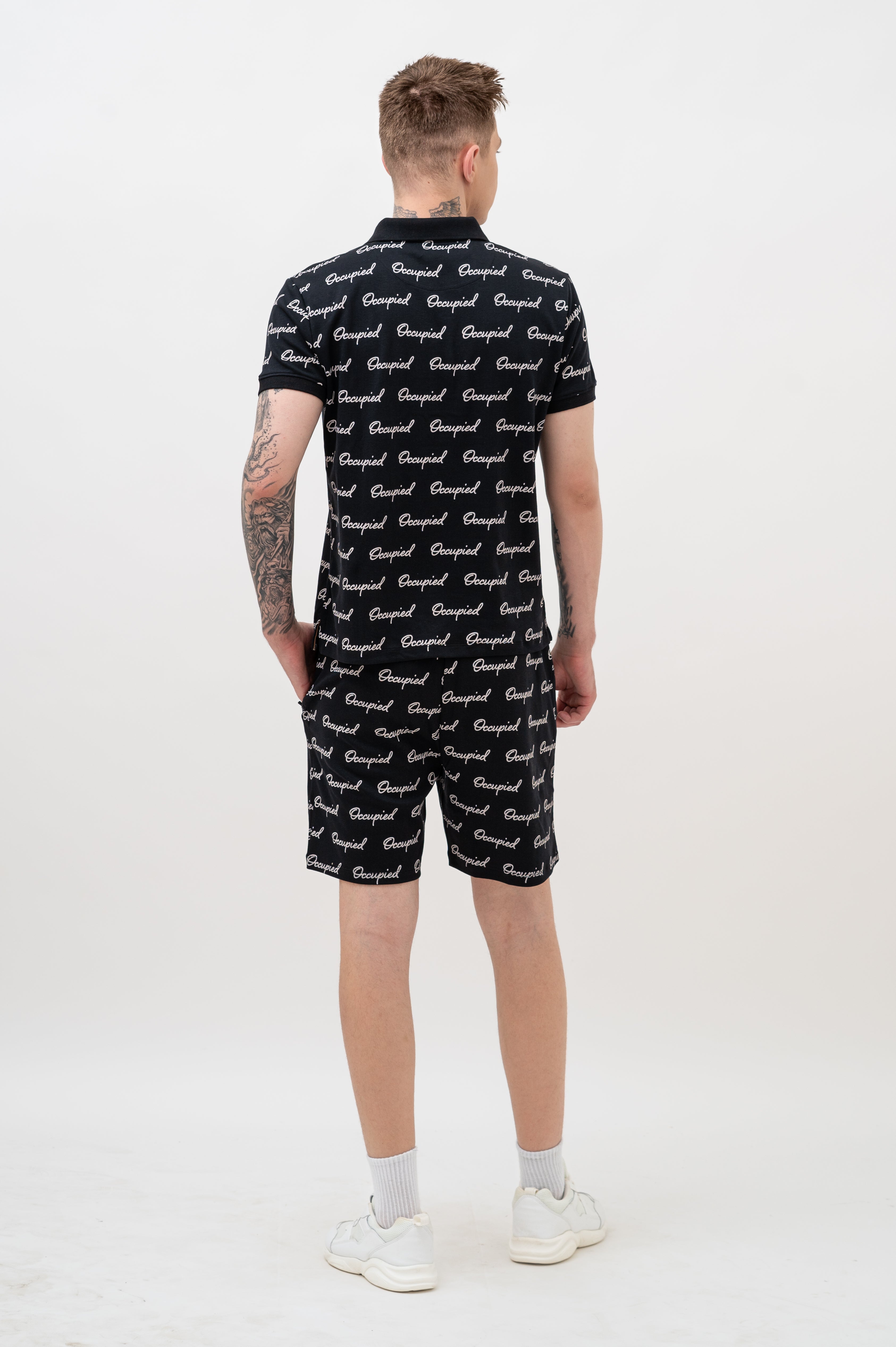 Mens Co-Ords Set with All Over Print Black