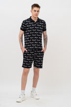Mens Co-Ords Set with All Over Print Black