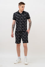 Mens Co-Ords Set with All Over Print Black