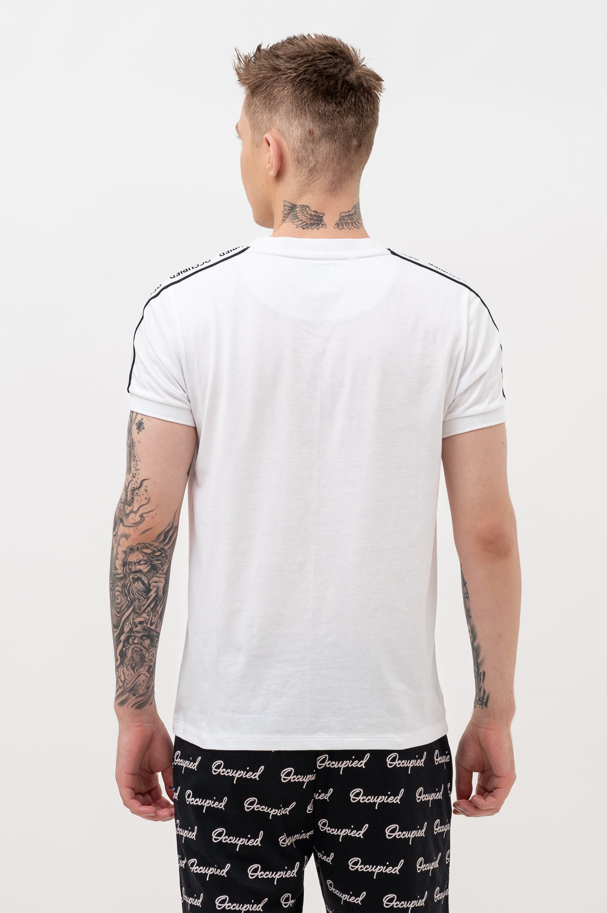 Mens Crew Neck Half Sleeve T-Shirt with  Chest Print White