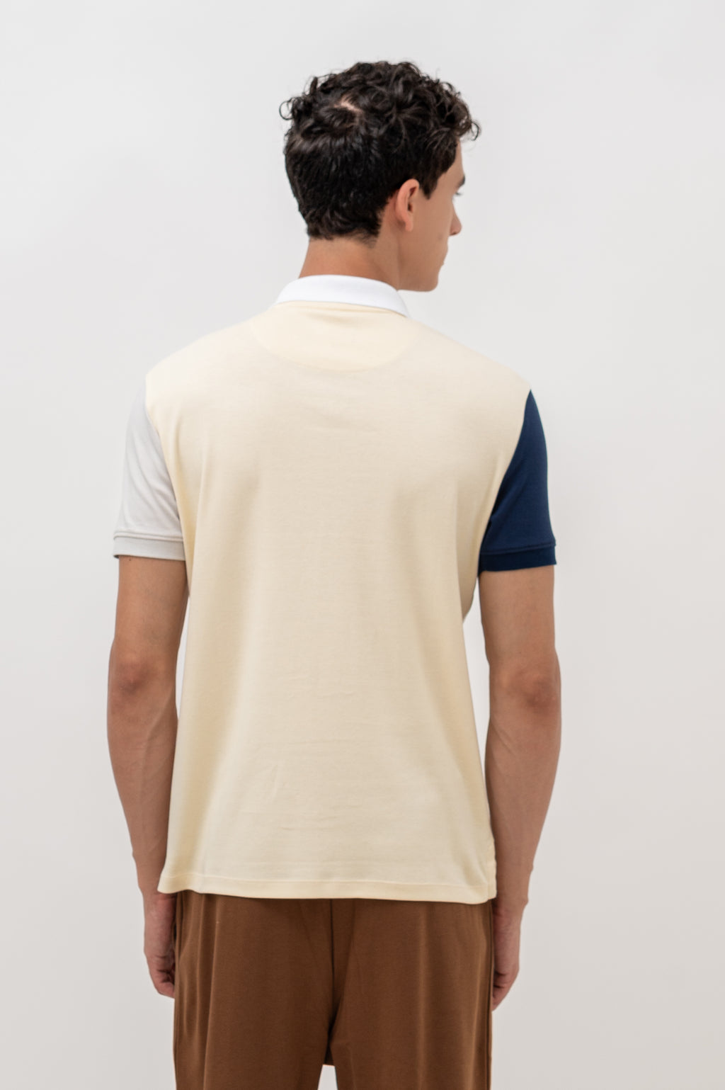 Mens Polo Neck Half Sleeve T-Shirt with Cut and Sew Contrast Sleeve Mint