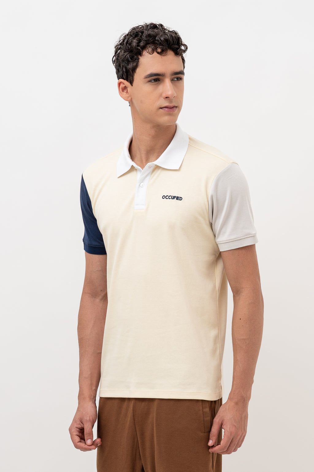 Mens Polo Neck Half Sleeve T-Shirt with Cut and Sew Contrast Sleeve Mint