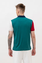 Mens Polo Neck Half Sleeve T-Shirt with Cut and Sew Contrast Sleeve Multicolor