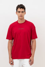Mens Crew Neck Half Sleeve T-Shirt with Puff PrintRed