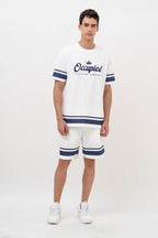 CHEST PRINT WITH  AND CONTRAST SLEEVE White