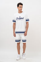 CHEST PRINT WITH  AND CONTRAST SLEEVE White