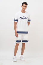 CHEST PRINT WITH  AND CONTRAST SLEEVE White