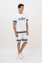 CHEST PRINT WITH  AND CONTRAST SLEEVE White