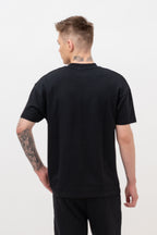 Mens Co-Ords Set with  Chest Print & Contrast Sleeve Black