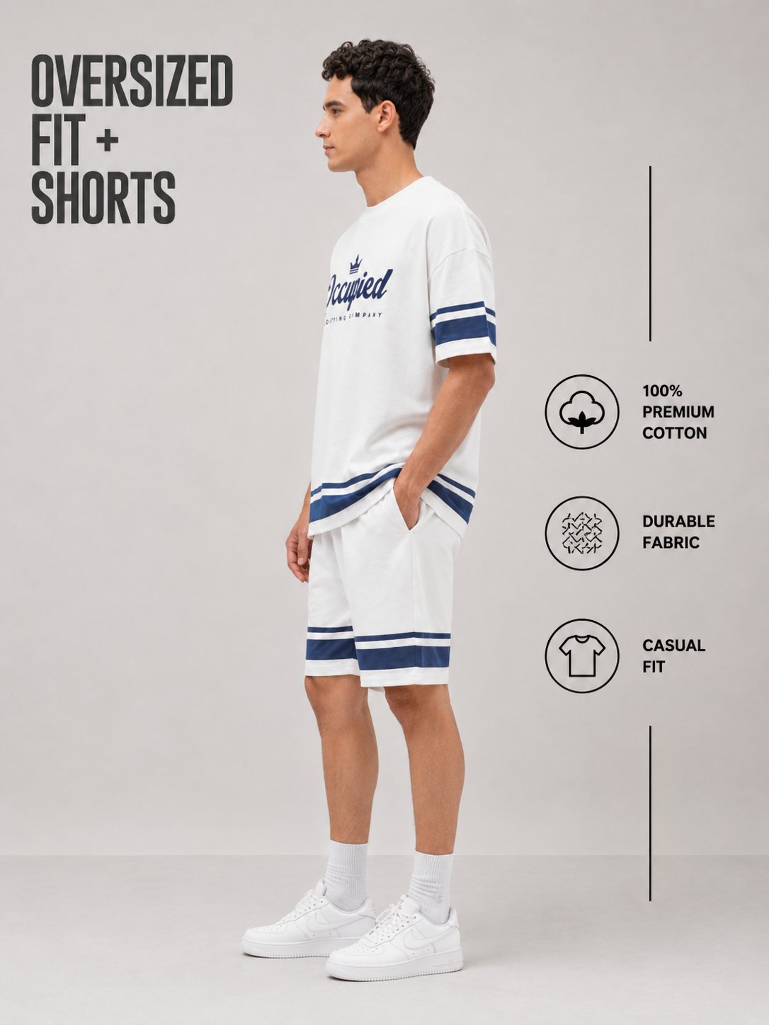CHEST PRINT WITH  AND CONTRAST SLEEVE White