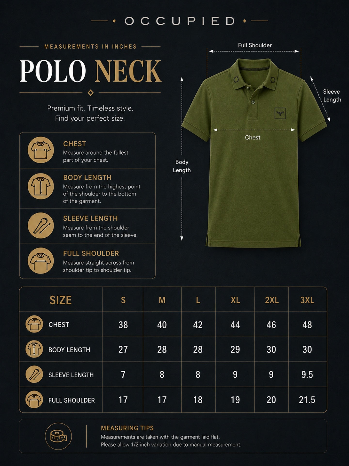 Mens Polo Neck Half Sleeve T-Shirt with Cut and Sew Contrast Sleeve Olive