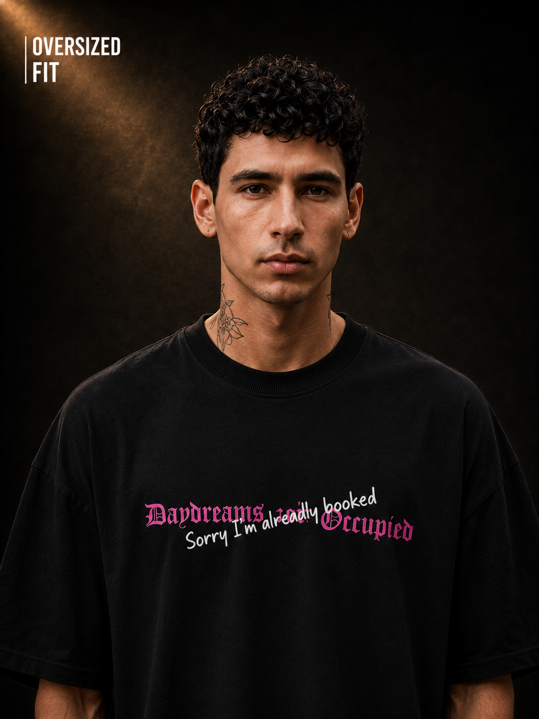 Mens Crew Neck Half Sleeve T-Shirt with Puff Print Black