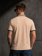 Mens Polo Neck Half Sleeve T-Shirt with  Chest Badge & Contrast Placket Brown