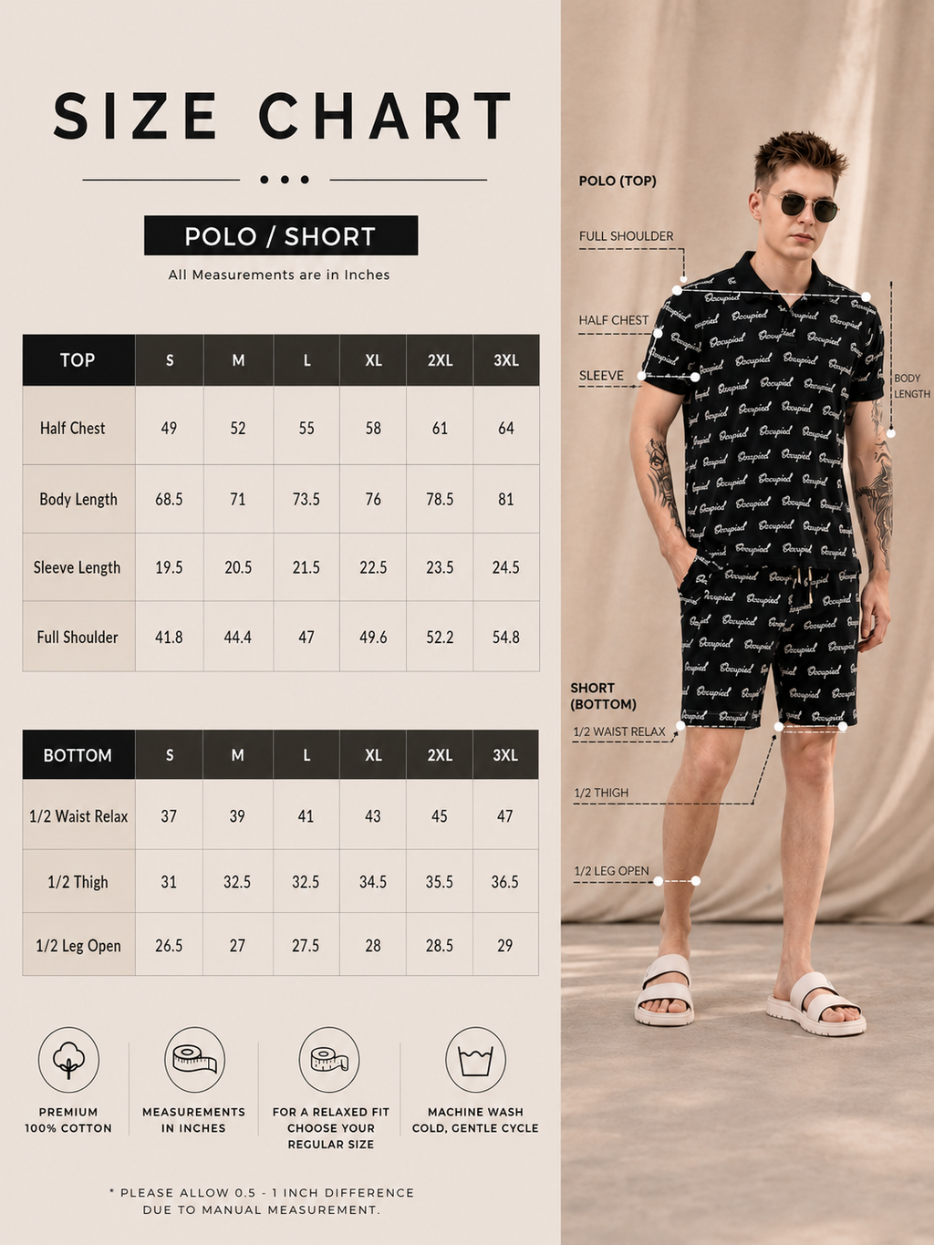 Mens Co-Ords Set with All Over Print Black