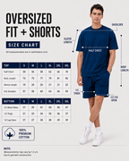 Mens Co-Ords Set with  Chest Print & Contrast Sleeve Navy