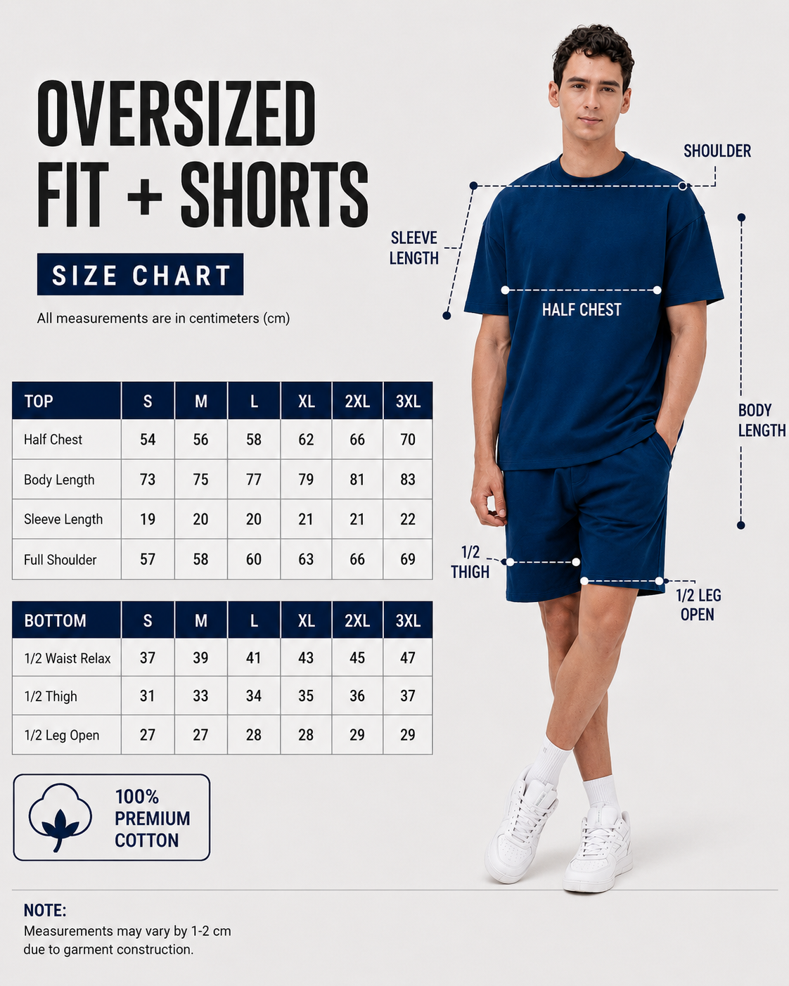 Mens Co-Ords Set with  Chest Print & Contrast Sleeve Navy