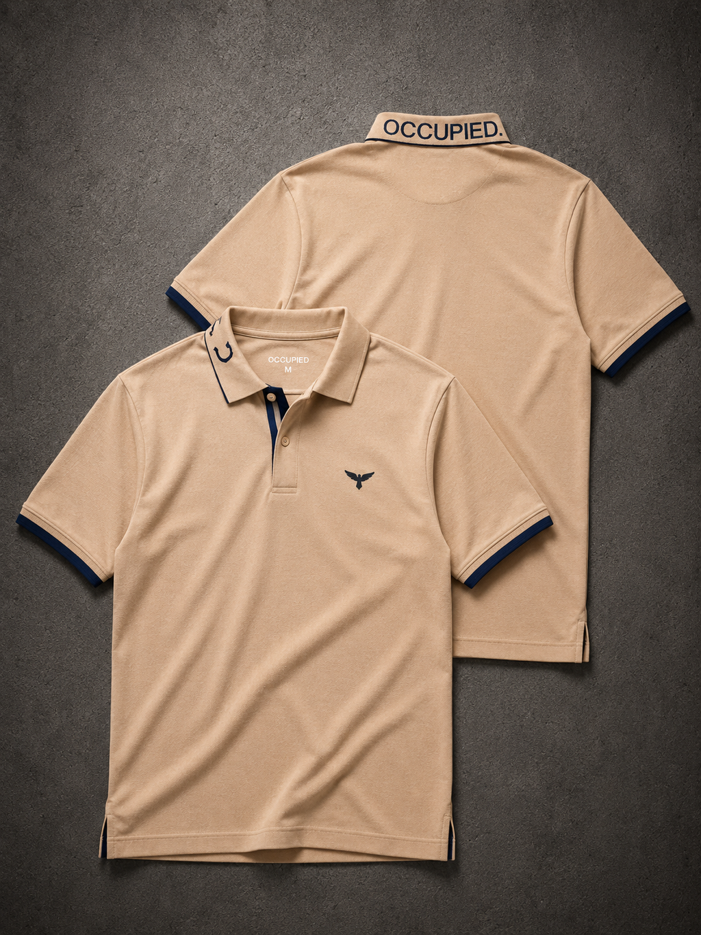 Mens Polo Neck Half Sleeve T-Shirt with  Chest Badge & Contrast Placket Brown