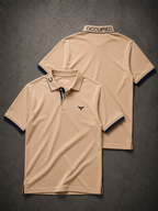 Mens Polo Neck Half Sleeve T-Shirt with  Chest Badge & Contrast Placket Brown