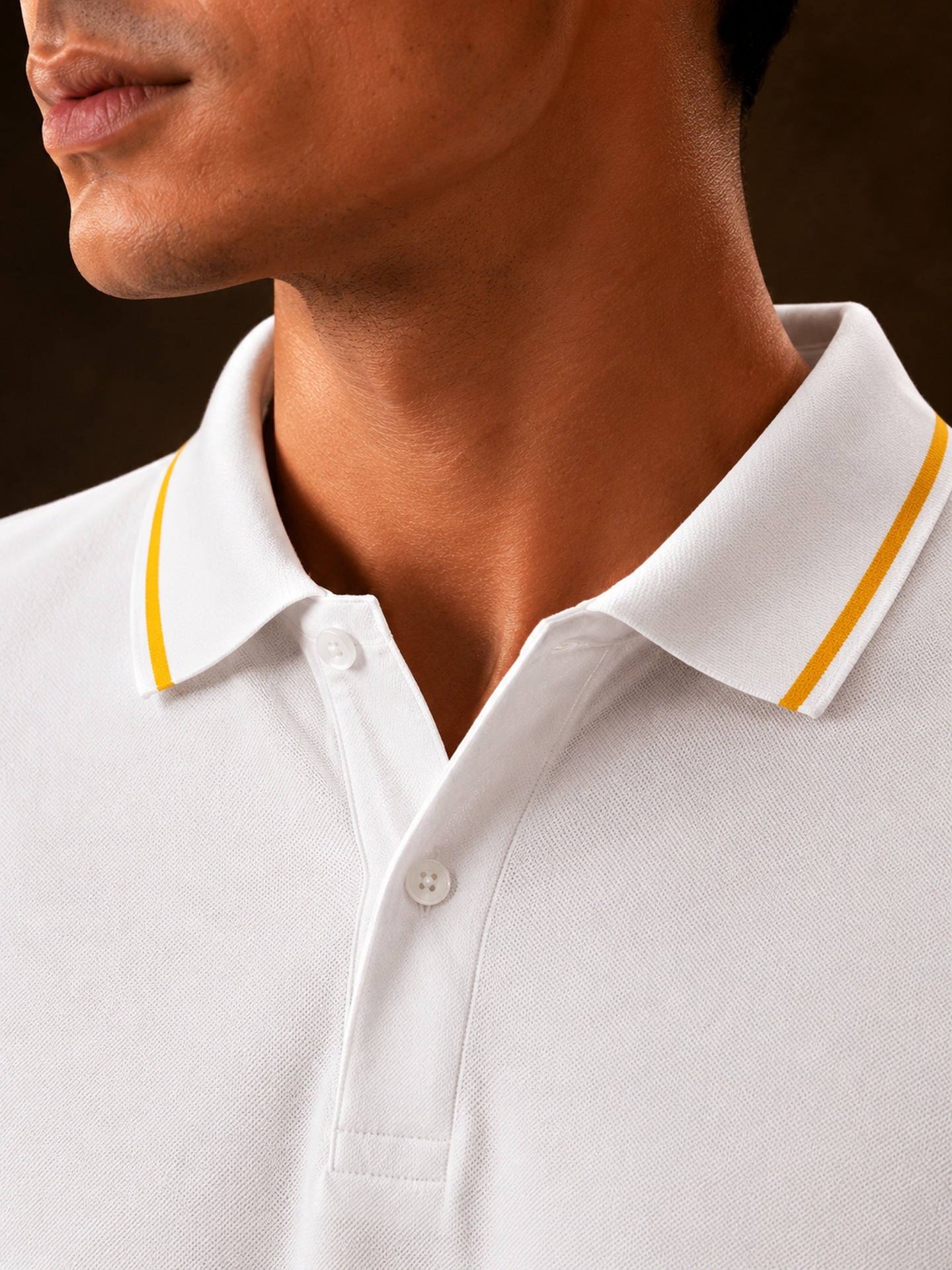 Mens Polo Neck Half Sleeve T-Shirt with Collar Tipping & Chest Embroidery White