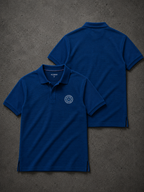 Mens Polo Neck Half Sleeve T-Shirt with Open Placket & HD Badge Navy