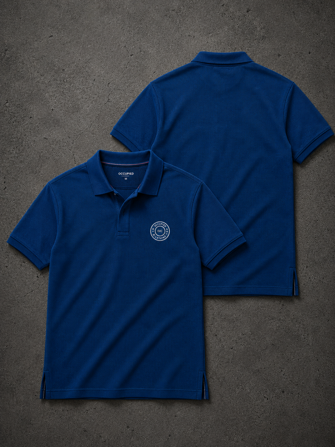 Mens Polo Neck Half Sleeve T-Shirt with Open Placket & HD Badge Navy