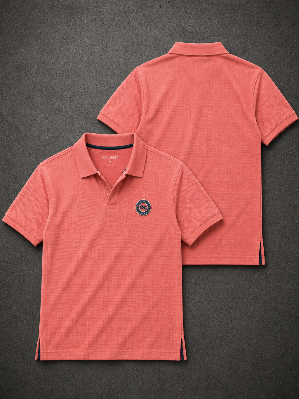 Mens Polo Neck Half Sleeve T-Shirt with Open Placket & HD Badge Pink