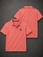 Mens Polo Neck Half Sleeve T-Shirt with Open Placket & HD Badge Pink
